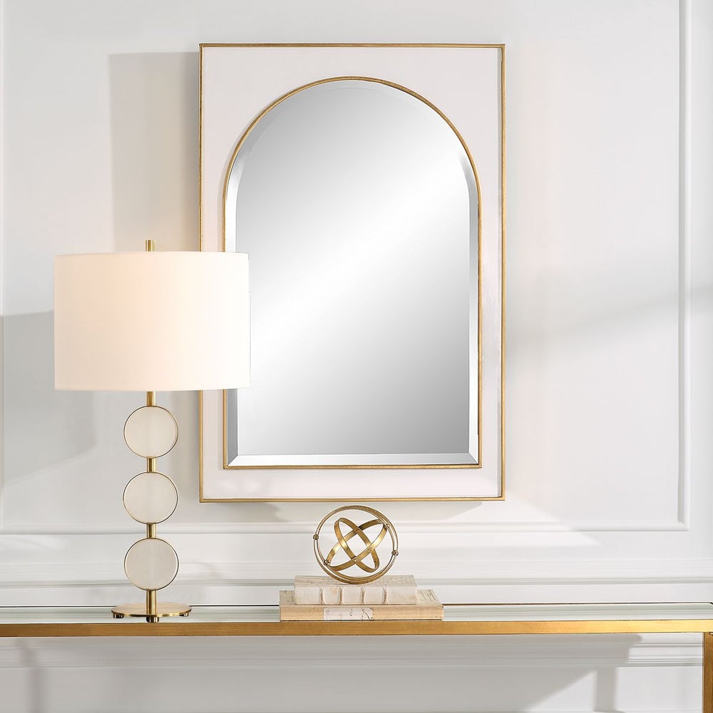 Rectangle Gold and White Mirror — Framed Wall Mirror for Living Room & Entryway